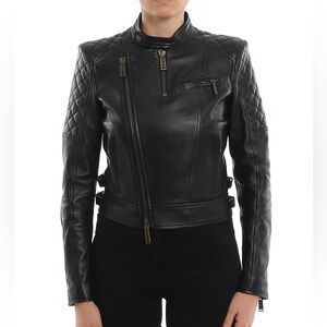 DSQUARED2 Black Quilted Women's Leather Jacket